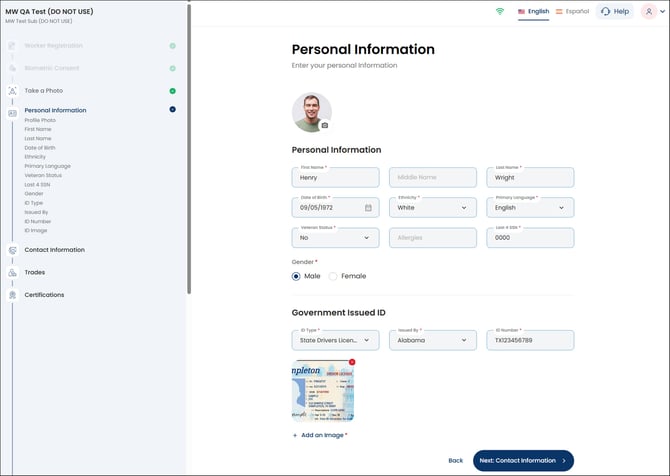 Worker Registration_personal information