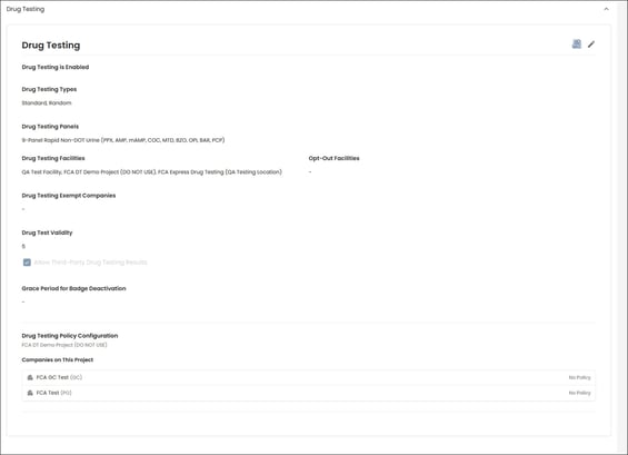 admin access_drug testing project info