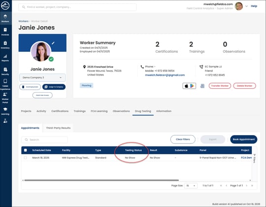 worker profile_no show
